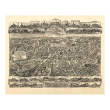 Cargar imagen en el visor de la galería, Digitally Restored and Enhanced 1897 Birds Eye View Newton Centre Massachusetts Print - Bailey Middlesex County Boston Suburb - Gilded Age - Archival Print
