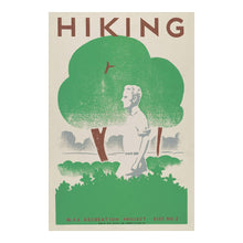 Load image into Gallery viewer, Digitally Restored and Enhanced 1939 Hiking WPA Poster Print - Illinois Parks Recreation New Deal Depression Era Art - Federal Project - Archival Print
