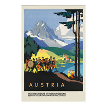 Cargar imagen en el visor de la galería, Digitally Restored and Enhanced 1910 Austria Village Band Travel Poster - Folk Musicians Scene - Austrian Culture Tourism Art - Alpine Lakeshore Print
