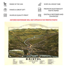 Load image into Gallery viewer, Digitally Restored and Enhanced 1884 Birds Eye View Bristol New Hampshire Print - Norris Grafton County Newfound Lake Mill - Victorian Era - Archival Print
