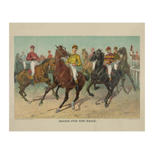 Cargar imagen en el visor de la galería, Digitally Restored and Enhanced 1893 Eager for the Race Print - Currier Ives Louis Maurer Thoroughbred Horse Racing - Gilded Age - Archival Print

