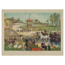 Cargar imagen en el visor de la galería, Digitally Restored and Enhanced 1894 At the Fair Grounds Print - Currier Ives County Fair Harness Racing Gilded Age - Agricultural Show - Archival Print
