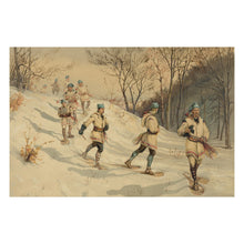 Load image into Gallery viewer, Digitally Restored and Enhanced 1886 Snow Shoeing Print - L Prang Winter Sports Gilded Age Recreation Northeastern Art - Victorian Cold - Archival Print

