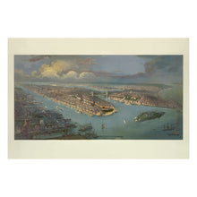 Load image into Gallery viewer, Digitally Restored and Enhanced 1880 New York City Bird's Eye View Map - Manhattan Harbor and Brooklyn Bridge - Gilded Age Waterfront - Museum-Quality Print
