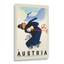 Load image into Gallery viewer, Digitally Restored and Enhanced 1910 Austria Alpine Skier Travel Poster - Winter Sports Tourism Art - Vintage Mountain Skiing Scene - Austrian Alps
