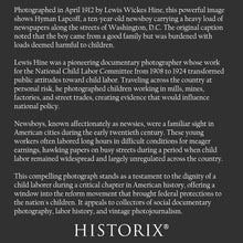 Load image into Gallery viewer, Digitally Restored and Enhanced 1912 Ten Year Old Newsie Print - Lewis Hine Washington DC Child Labor Reform Photography - Progressive Era - Archival Print
