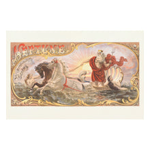 Load image into Gallery viewer, Digitally Restored and Enhanced 1866 Neptune Tobacco Label Print - Victorian Mythology Seahorses Nymphs Gilded Age Art - Trade Card - Archival Print
