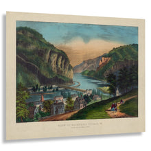 Cargar imagen en el visor de la galería, Digitally Restored and Enhanced 1856 View of Harpers Ferry Print - Currier Ives Potomac River Blue Ridge Mountains - Antebellum Era - Archival Print
