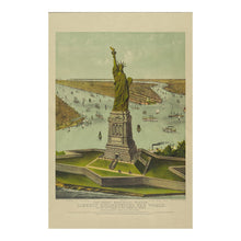 Cargar imagen en el visor de la galería, Digitally Restored and Enhanced 1885 Great Bartholdi Statue Print - Currier Ives Statue of Liberty New York Harbor Art - Gilded Age - Archival Print
