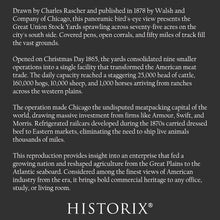 Load image into Gallery viewer, Digitally Restored and Enhanced 1878 Great Union Stock Yards Chicago Print - Rascher Meatpacking Industry Cattle Panorama - Gilded Age - Archival Print
