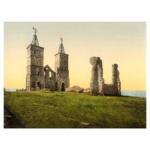 Cargar imagen en el visor de la galería, Digitally Restored and Enhanced 1890 Reculvers Herne Bay England Print - Photochrom Kent Coast Roman Saxon Twin Towers Ruins - Victorian Era - Archival Print
