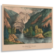 Cargar imagen en el visor de la galería, Digitally Restored and Enhanced 1856 Yosemite Falls California Print - Currier Ives Sierra Nevada Waterfall Landscape - Antebellum West - Archival Print
