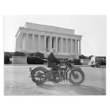 Load image into Gallery viewer, Digitally Restored and Enhanced 1937 Sally Halterman Motorcycle Print - Washington DC First Woman Licensee Pioneer - Depression Era - Archival Print
