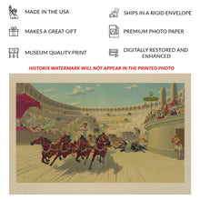 Load image into Gallery viewer, Digitally Restored and Enhanced 1880 Ben Hur Chariot Race Print - Gilded Age Literary Art Roman Antiquity Circus - Victorian Drama - Archival Print
