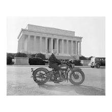 Load image into Gallery viewer, Digitally Restored and Enhanced 1937 Sally Halterman Motorcycle Print - Washington DC First Woman Licensee Pioneer - Depression Era - Archival Print
