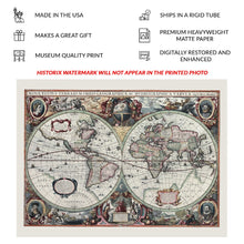 Cargar imagen en el visor de la galería, Digitally Restored and Enhanced 1630 Hondius Double Hemisphere World Map Print - Dutch Golden Age Mercator Atlas California Island - Amsterdam - Archival Print
