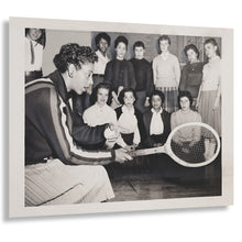 Load image into Gallery viewer, Digitally Restored and Enhanced 1957 Althea Gibson Tennis Print - Brooklyn Clinic Champion African American Sports History - Wimbledon Era - Archival Print
