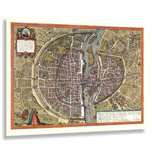 Load image into Gallery viewer, Digitally Restored and Enhanced 1572 Paris France Bird's Eye City Map - Renaissance Lutetia Plan - Historic Seine River Cartography - Museum-Quality Print
