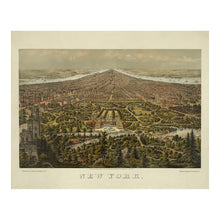 Load image into Gallery viewer, Digitally Restored and Enhanced 1873 New York Central Park Print - Manhattan Birds Eye View Schlegel Gilded Age Panorama - Olmsted - Archival Print
