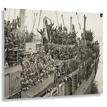 Load image into Gallery viewer, Digitally Restored and Enhanced 1945 WWII Troops Homecoming NYC Print - Victory Celebration Soldiers Returning Home - Manhattan Pier - Archival Print

