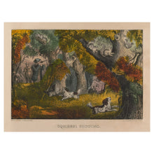 Cargar imagen en el visor de la galería, Digitally Restored and Enhanced 1852 Squirrel Shooting Print - Currier Ives Hunting Dogs Woodland Sporting Antebellum - Field Sports - Archival Print
