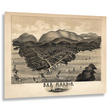 Cargar imagen en el visor de la galería, Digitally Restored and Enhanced 1886 Birds Eye View Bar Harbor Maine Print - Morris Mount Desert Island Frenchman Bay - Gilded Age - Archival Print
