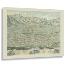Load image into Gallery viewer, Digitally Restored and Enhanced 1874 Colorado Springs Bird's Eye View Map - Pikes Peak Western Town Cartography - Colorado City and Manitou - Archival Reproduction
