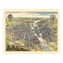 Load image into Gallery viewer, Digitally Restored and Enhanced 1655 Paris France Panoramic City View Print - Baroque Seine River Skyline - Palaces Gardens and City Gates - Museum-Quality Print
