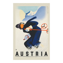 Load image into Gallery viewer, Digitally Restored and Enhanced 1910 Austria Alpine Skier Travel Poster - Winter Sports Tourism Art - Vintage Mountain Skiing Scene - Austrian Alps
