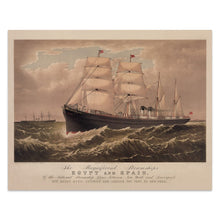 Load image into Gallery viewer, Digitally Restored and Enhanced 1879 Steamships Egypt and Spain Print - Currier Ives National Line Transatlantic Ocean Liner - Parsons - Archival Print
