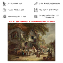 Load image into Gallery viewer, Digitally Restored and Enhanced 1928 Village Festival Print - William Shayer English Country Tavern Celebration - Victorian Art - Archival Print
