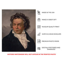 Load image into Gallery viewer, Digitally Restored and Enhanced 1870 Ludwig Van Beethoven Portrait Print - L Prang Classical Composer Music History - Gilded Age - Archival Print
