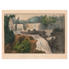 Load image into Gallery viewer, Digitally Restored and Enhanced 1856 Trenton High Falls Print - Currier Ives New York Waterfall Gorge Romantic Landscape - Antebellum - Archival Print
