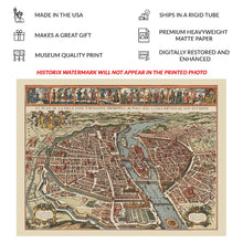 Load image into Gallery viewer, Digitally Restored and Enhanced 1615 Paris France Bird's Eye City View Map - Baroque Seine River Cartography - Walled City and Ile de la Cite - Museum-Quality Print
