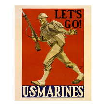Cargar imagen en el visor de la galería, Digitally Restored and Enhanced 1941 Lets Go US Marines Poster Print - WWII Recruitment Military Pearl Harbor Era Art - Home Front - Archival Print
