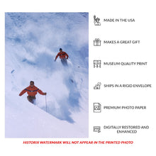Load image into Gallery viewer, Digitally Restored and Enhanced 1956 Zermatt Switzerland Skiing Print - Swiss Alps Matterhorn Winter Sports - Golden Age Alpine - Archival Print
