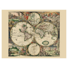Load image into Gallery viewer, Digitally Restored and Enhanced 1689 Van Schagen World Map Print - Dutch Golden Age Double Hemisphere California Island - Amsterdam - Archival Print
