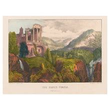 Cargar imagen en el visor de la galería, Digitally Restored and Enhanced 1856 The Sibyls Temple Print - Currier Ives Tivoli Italy Roman Ruins Classical Landscape - Antiquity - Archival Print
