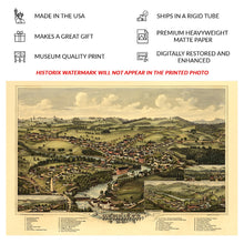 Load image into Gallery viewer, Digitally Restored and Enhanced 1889 Birds Eye View Henniker New Hampshire Print - Norris Contoocook River Mill Town Academy - Victorian Era - Archival Print
