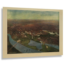 Cargar imagen en el visor de la galería, Digitally Restored and Enhanced 1916 Washington DC Aerial City View Print - Early Twentieth Century Capital Panorama - Historic Cityscape - Archival Reproduction
