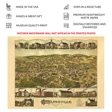 Load image into Gallery viewer, Digitally Restored and Enhanced 1887 Birds Eye View Highlandville Massachusetts Print - Bailey Needham Heights Charles River - Victorian Era - Archival Print
