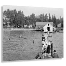 Cargar imagen en el visor de la galería, Digitally Restored and Enhanced 1906 Walloon Lake Bath House Print - Michigan Resort Pier Summer Vacation Edwardian - Great Lakes Era - Archival Print
