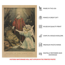 Load image into Gallery viewer, Digitally Restored and Enhanced 1856 Daniel in the Lions Den Print - Currier Ives Biblical Scripture Victorian Religious - Devotional - Archival Print
