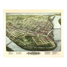 Load image into Gallery viewer, Digitally Restored and Enhanced 1877 Birds Eye View Holyoke Massachusetts Print - Bailey Connecticut River Paper City Mill - Gilded Age - Archival Print
