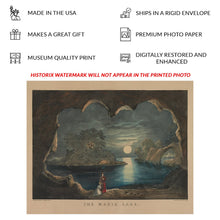 Cargar imagen en el visor de la galería, Digitally Restored and Enhanced 1856 The Magic Lake Print - Currier Ives Victorian Fantasy Twilight Mythology Romantic - Fairy Tale - Archival Print
