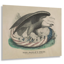 Load image into Gallery viewer, Digitally Restored and Enhanced 1861 The Eagles Nest Union Print - Kellogg Civil War Allegory Flag Patriotic States - Northern Cause - Archival Print
