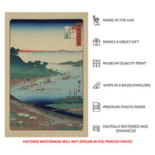 Load image into Gallery viewer, Digitally Restored and Enhanced 1859 Niigata Echigo Province Print - Hiroshige II Hundred Famous Views Japan Sea of Japan - Edo Period - Archival Print
