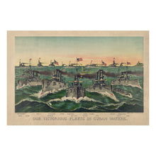 Load image into Gallery viewer, Digitally Restored and Enhanced 1898 Our Victorious Fleets in Cuban Waters Print - Currier Ives Spanish American War Navy - Santiago - Archival Print
