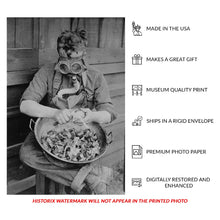 Load image into Gallery viewer, Digitally Restored and Enhanced 1917 Soldier Gas Mask Onions Print - WWI Camp Kearny Military Humor Photograph - Home Front Heritage - Archival Print
