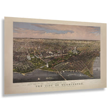 Cargar imagen en el visor de la galería, Digitally Restored and Enhanced 1880 Washington DC Waterfront Panoramic View Print - Victorian Capital Cityscape - Potomac River Steamboats - Museum-Quality Print
